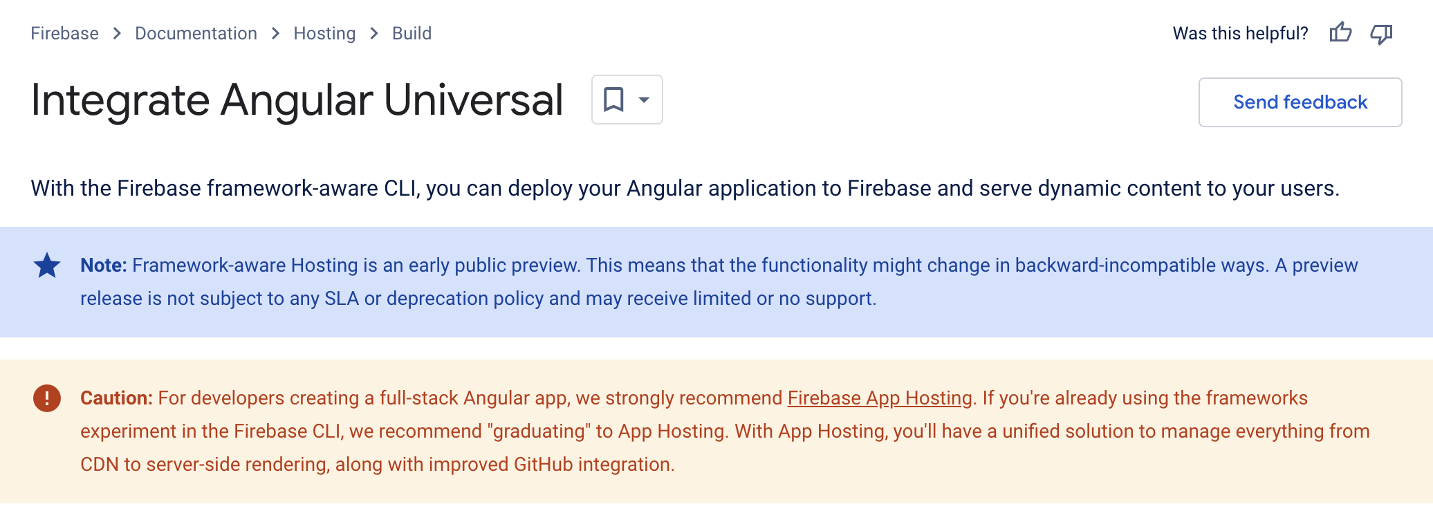 “If you're already using the frameworks experiment in the Firebase CLI, we recommend 