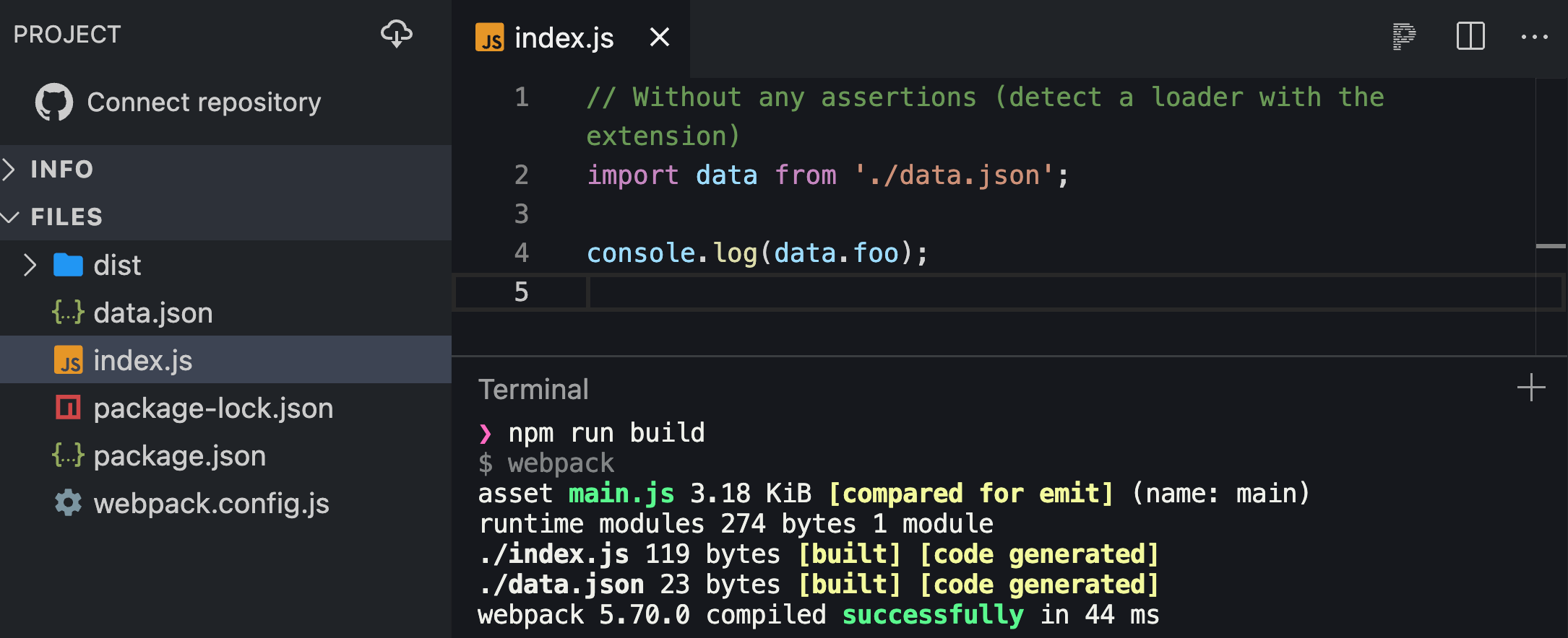 data.jsonのインポート（アサーションなし）